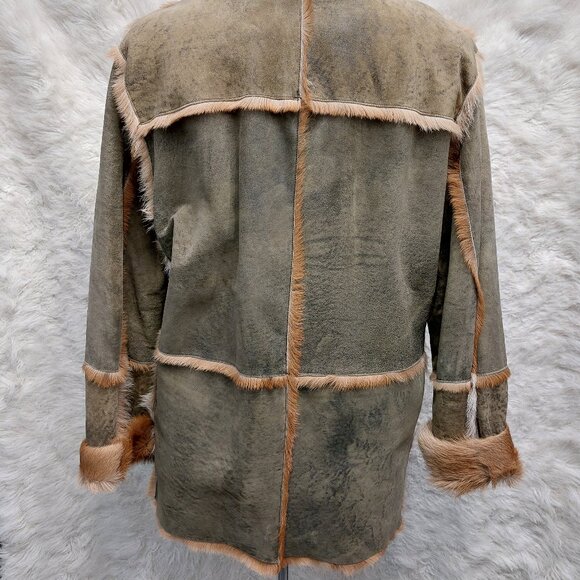 Vintage J.J.G Men's Pony Calfskin Leather Coat Jacket in a light Brown Tan M - Picture 2 of 13